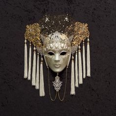 Venetian Mask for decoration and for to wear - Traditional and original papier-mache Venetian mask, handmade and decorated with metal insert, gold-leaf and glitters,enriched with Swarovski crystals. Dimension: All our masks are handmade papier-machè masks made in Venice. Our decorators use techniques typical of the Venetian tradition such as stucco, acrylics, gold and silver-leaf, macramè, passementerie, glitters and crequelè to offer you a wide range of original handmade masks and decorations T Luxury Venetian Costume Masks And Prosthetics, Red Masquerade Mask, Mens Masquerade Mask, Venetian Masquerade Masks, Carnival Of Venice, Venetian Masquerade, Gold Mask, Costume Masks, Venetian Masks