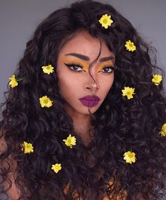 Flower Hair Art, Unusual Models, Poc Models, Ruby Bridges, Top Hairstyles, Colourpop Cosmetics, Foto Poses, Make Up Looks