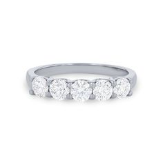 a five stone diamond ring in white gold