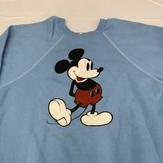 Vintage Mickey Mouse crewneck sweater Size: adult XL chest-22” top to bottom-23” sleeve-28” Condition: Some small stains Cheap Mickey Mouse Crew Neck Top, Disney Sweaters Vintage, Old Mickey Mouse Vintage Shirt, Mickey Vintage Sweater, Blue Crewneck, Baby Mouse, Vintage Mickey Mouse, Vintage Mickey, Paint Stain