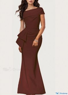 Orcajump - Chic and Trendy Monochromatic Asymmetrical One-Shoulder Dress Three Quarter Sleeves, Quarter Sleeve, Sleeve Type, Three Quarter, One Shoulder Dress, Shoulder Dress, Types Of Sleeves, One Shoulder, Sleeve Length