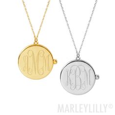 Monogrammed Locket Personalized Medallion Locket Necklace, Initials Medallion Locket Necklace Keepsake, Initials Medallion Locket Necklace For Keepsake, Personalized Engraved Medallion Locket Necklace, Marley Lilly, Locket Necklace, Fashion Books, Long Chain, Locket