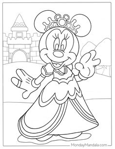 minnie mouse coloring pages for kids to print out and color on the disney world theme