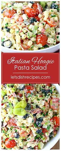 pasta salad with tomatoes, olives and other vegetables