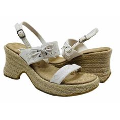 Y2k Platform Espadrille Sandals Comes From A Smoke Free, Pet Friendly Home Womens Sandals New Without Tags Or Box Womens Size 10 3.5" Heel Faux Leather Faux Leather Has Cracking Around Hook Latch Closure At Ankles, Noted In Photos Photos Are Part Of The Items Descrpition D1 Fairy Bratz, Y2k Sandals, White Fairy, Platform Espadrille Sandals, Sandals White, Platform Espadrilles, Espadrille Sandals, Chunky Platform, Vintage Shoes