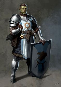 a man dressed in armor and holding a shield