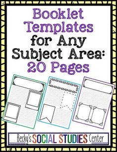 booklet templates for any subject area 20 pages