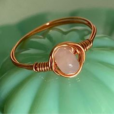 Handmade Ring With Rose Gold Colored Copper Wire (Nickel Free And Fade And Tarnish-Proof) With A Pale Pink Stone Accent. Size 7. White Sapphire Engagement Ring, Love Knot Ring, Snake Ring Silver, Wire Wrapped Ring, Diamond Wedding Sets, Heart Shaped Diamond, Wire Wrapped Rings, Zircon Ring, Bling Rings