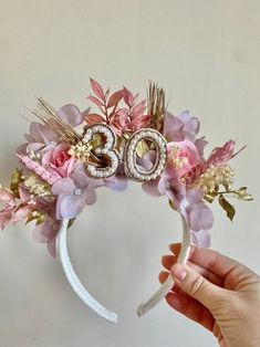 BIRTHDAY CROWN 🌸 Celebrate the most amazing birthday in style with the headband, one size fits all. Made with dried flowers , Rhinestones and artificial flowers. you can custom colour just please message me to discuss colour choices  Will last time and time again to be used for the festivals. Each headband is made to order so will never be exactly the same as the example photo. Please note the bridal one is showing colours you will NOT receive a bride head band. This is showing rainbow colour scheme see terms and conditions for further information about postage etc MADE TO ORDER stones at times will have a silver trim or a gold trim depending on supplier stock Custom Headbands, Diy Crown