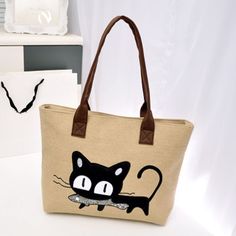 Women Cute Cartoon Cat fish Print Canvas Shoulder Bag Zipper Casual Tote Shopping Handbag high quality Feature:100% brand new and high quality.Quantity: 1PCGender: Women, GirlMaterial: CanvasSize: 42*28cmStrap length: 30cmColor: Khaki,Red,Purple,Gray,BlackPackage Content:1X New Fashion Women Shoulder Bag Canvas Bag Cute Cat Bag Office Lunch Bag(without retail package) Trendy Bags With Cat Design, Cat Design Shopping Bag, Cat Design Shopping Bags, Trendy Travel Bags With Cat Print, Trendy Cat Print Travel Bag, Casual Rectangular Bags With Cat Design, Casual Travel Bag With Cat Design, Casual Canvas Bag With Cat Design For Travel, Beige Rectangular Bag With Cat Design