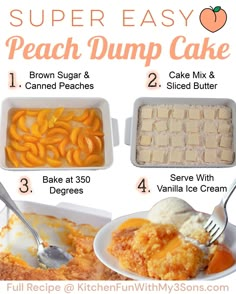 instructions for how to make peach dump cake