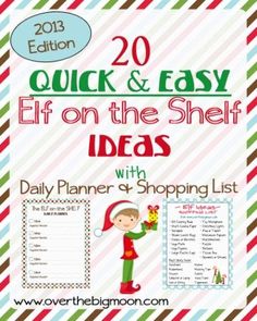 the elf's list for christmas is shown in this holiday printable activity book