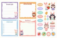 an assortment of stickers with bunny and rabbit characters