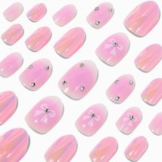 Claire's Pink Bow Chrome Stiletto Press On Vegan Faux Nail Set - 24 Pack Kids Press On Nails, Pink Chrome, Fashionable Jewelry, Nail Sizes, Jewelry And Accessories, Pink Bow, The Pink, Makeup Nails, Pink Nails