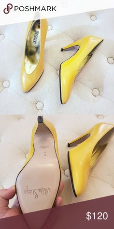 Yellow leather heels Genuine leather, never been worn Walter Steiger Shoes Heels Yellow Round Toe Heels For Work, Yellow Round Toe Heels For Office, Yellow Closed Toe Heels For Workwear, Yellow Closed Toe Heels For Work, Yellow Formal Heels Medium Width, Yellow Medium Width Heels For Formal Occasions, Yellow Medium Width Formal Heels, Formal Yellow Medium Width Heels, Yellow Closed Toe Court Shoes For Formal Occasions