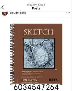 a spiral notebook with the words sketch on it