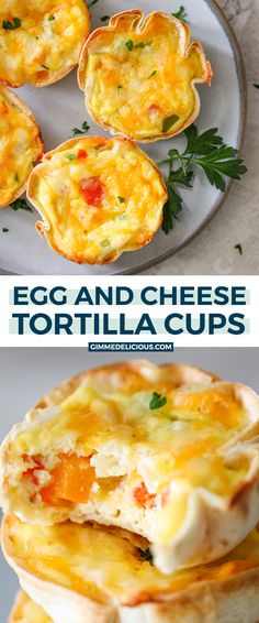 egg and cheese tortilla cups on a plate