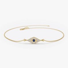 14k Diamond and Sapphire Evil Eye Bracelet 14K Gold Ferkos Fine Jewelry Diamond Bar Bracelet, Jewelry Safe, Diamond Bar, Wedding Jewelry Bracelets, Bar Bracelets, Eye Bracelet, White Gold Band, Evil Eye Bracelet, Diamond Color