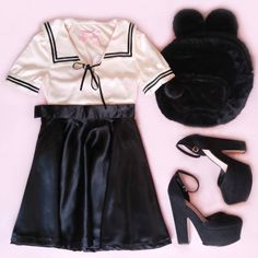 kiss hug kiss Cute Japanese Fashion, Flat Lay Outfit, Outfit Idea, Japanese Fashion, Alternative Fashion, Cute Fashion, Fashion Sense