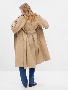 Icon Trench Coat | Gap Fall Style Guide, Tailored Clothes, Flattering Jeans, Matching Sweaters, Gap Jacket, Knit Blazer, Notch Collar, Trench Coats Women, Green And Khaki