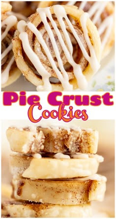 there are several different types of desserts on this plate with the words, pie crust cookies