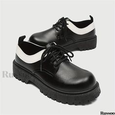 Russoo - Outdoor Ready: Mens Round Toe PU Leather Low-top Lace-up Shoes with Breathable Design and Anti-skid Thick Sole, Ideal for Spring and Autumn Wear Black Lace-up Shoes With Round Toe For Winter, Casual Black Lace-up Winter Shoes, Synthetic Lace-up Shoes With Contrast Sole And Round Toe, Synthetic Boots With Contrast Sole And Round Toe, Autumn Wear, Summer Winter, Outdoor Wear, Spring And Autumn, Lace Tops