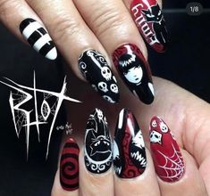 Creepy Cute Nails, Vamp Nails, Cut Dog Nails, Blood Nails, Music Nails, Witch Nails, August Nails