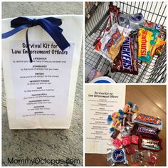 the survival kit for law enforcement officers is on display in this collage, along with other items