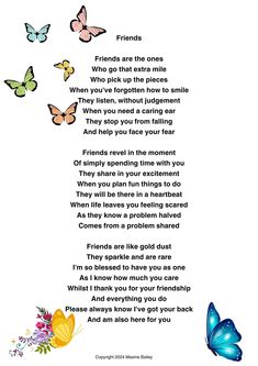 a poem with butterflies flying around it