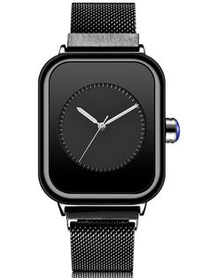 44200799797502 Trendy Rectangular Quartz Watch, Black Quartz Watches With Rectangular Dial, Black Rectangular Analog Watch, Elegant Black Square Watch, Black Rectangular Analog Watch Accessories, Black Rectangular Watch Accessory With Metal Dial, Black Minimalist Watch With Rectangular Dial, Black Square Watch For Formal Occasions, Modern Black Rectangular Watch