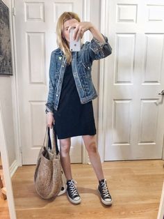 Engagement Unique, Jean Jacket Outfits, High Top Converse, Denim Jacket With Dress, Outfit Jeans, Halloween Inspiration