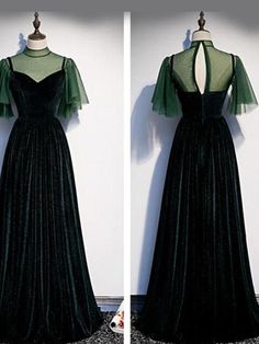 Evening Dresses Elegant Short, Bridesmaid Dresses Red Long, Long Party Gowns, Velvet Evening Dress, Dark Green Velvet, Green Evening Dress, Mode Hippie, A Line Evening Dress, Bohol