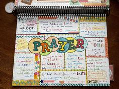 a spiral notebook with the word prayer written on it