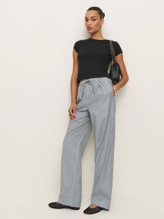 Throw on and go. Shop the Micah Pant from Reformation, a high rise pant with an elastic tie waistband and a relaxed fit. Work Wear Outfits, Vintage Inspired Dresses, High Rise Pants, Outerwear Sweater, New Tops, Skirt Pants, Vintage Collection, New Dress, Work Wear