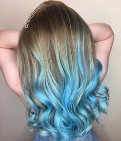 Hand Painted Balayage, Painted Balayage, Underlights Hair, Dip Dye Hair, Rainbow Hair Color, Turquoise Hair