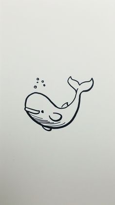 a black and white drawing of a whale swimming in the ocean with bubbles coming out of it's mouth