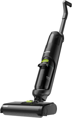 a black and green vacuum on a white background