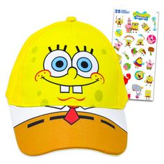 PRICES MAY VARY. SpongeBob Hats for Kids - SpongeBob Accessories Bundle with SpongeBob Baseball Cap for Kids Plus SpongeBob Stickers | SpongeBob Hat for Boys, Kids. This SpongeBob baseball cap set includes one SpongeBob hat with adjustable back strap and colorful artwork of SpongeBob across the front! This SpongeBob cap for boys measures 6'' x 5'' x 10'' and with its adjustable back strap, it comfortably fits most young children's heads! Great for any fan of SpongeBob and Nickeldoeon, this Spong Adjustable Playful Costume Cap, Playful Adjustable Costume Cap, Playful Yellow Baseball Cap, Yellow Playful Hats For Playtime, Yellow Playful Hat For Playtime, Playful Yellow Hat For Playtime, Spongebob Accessories, Stickers Spongebob, Spongebob Stickers