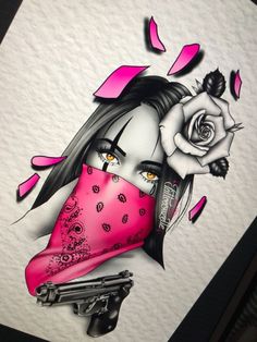 Tattoo Ideas Female Gangsta, Gangster Girl Tattoo Design, Gangster Girl Tattoo, Gangsta Tattoos For Women, Cute Baddie Tattoos, Outline Drawing Tattoo, Thug Tattoos For Women, Tattoo Outline Drawing Stencil Ideas, Tattoo Outline Drawing Stencil