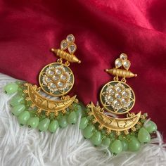 Light Green Jhumka (Earrings) Condition: Brand New Color: Light Green Mainly Style: Traditional South Asian Earrings Brand: Nimsim Accessories Message For Inquiries Festive Green Chandbalis Dangle, Green Dangle Chandbalis With Latkans, Elegant Green Chandbalis With Latkans, Green Bridal Earrings With Latkans For Celebration, Green Latkans Danglers For Celebration, Green Danglers With Latkans For Celebration, Green Earrings For Diwali Celebration, Green Latkans Earrings For Diwali, Festive Green Chandbalis Drop Earrings