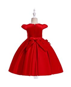 Buy red satin flowers ballgown short party dress for girls 4-9 year online. In-stock with many colors and sizes, free world-wide shipping. Solid Color Princess Dress For Party, Elegant Fitted Princess Dress, Solid Color Fitted Princess Dress, Christmas Party Dress In Solid Color, Spring Princess Dress In Solid Color, Spring Princess Style Solid Color Dresses, Elegant Solid Color Princess Dress For Dress-up, Fitted Princess Dress For Winter Pageant, Winter Pageant Princess Dress Fitted