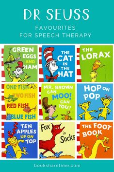 dr seuss's favorite books for speech therapy, including the cat in the hat