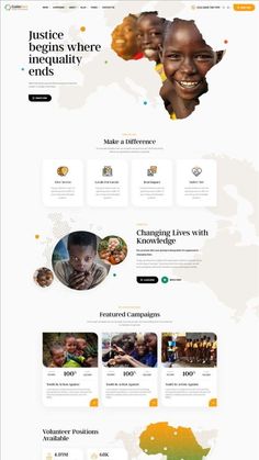 the website design for children's foundation, which is designed to look like an african map