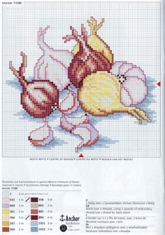 the cross stitch pattern shows an image of two snails and one snail, with different colors