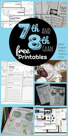 the 7 th and 8th grade free printables