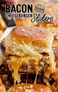 bacon cheeseburger sliders with melted cheese on top