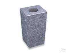 a concrete trash can is shown against a white background