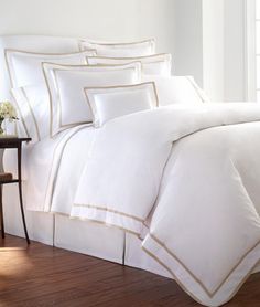 Carlisle III Bedding by Legacy Home | Fig Linens White And Gold Comforter, White And Gold Bedding, Bed Cover Design, Super King Duvet Covers, Gold Bed, Elegant Bedding, Gold Bedroom, Full Duvet Cover, Sheet Sets Full