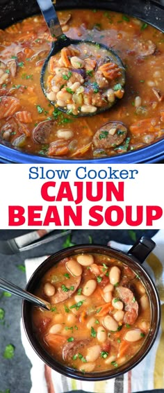 slow cooker cajun bean soup is an easy and delicious recipe that's ready in under 30 minutes