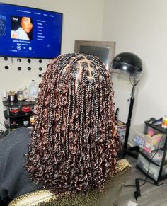 pretty & unique braids. Half Braid Half Curls Black Women, Goddess Braids Mid Length, Braids With Curls Medium Length, Braids For School Black Hair, Small Boho Braids, Braids For Black Women Short, Short Goddess Braids, Back To School Braids